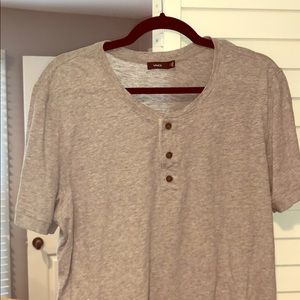 Vince S/S Henley Gray Sz L